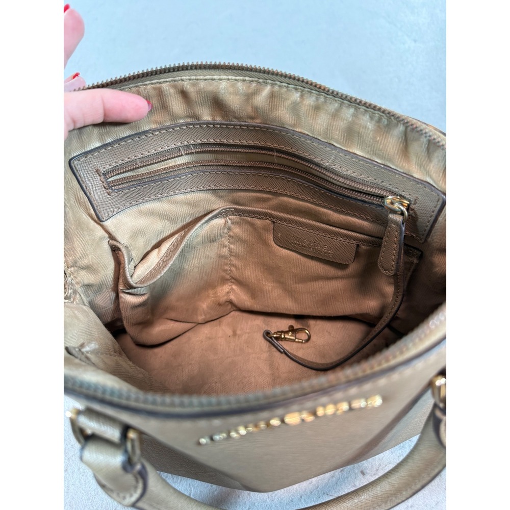 Michael Kors Cindy Dome Satchel Taupe Saffiano Leather Crossbody Bag - Picture 4 of 6